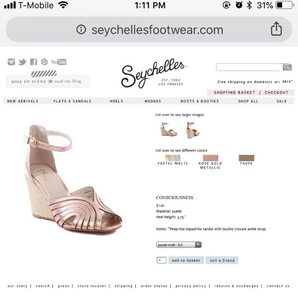 🆕NWT metallic rose gold leather espadrille wedges - Picture 4 of 8